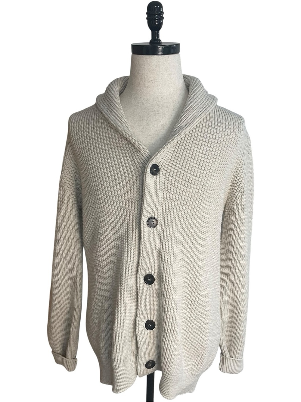 Zara Man Shawl Collar Cardigan Sweater Beige